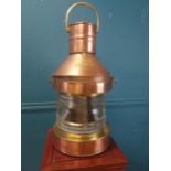 19th C. copper ships lantern {65 cm H x 30 cm W x 30 cm D}.