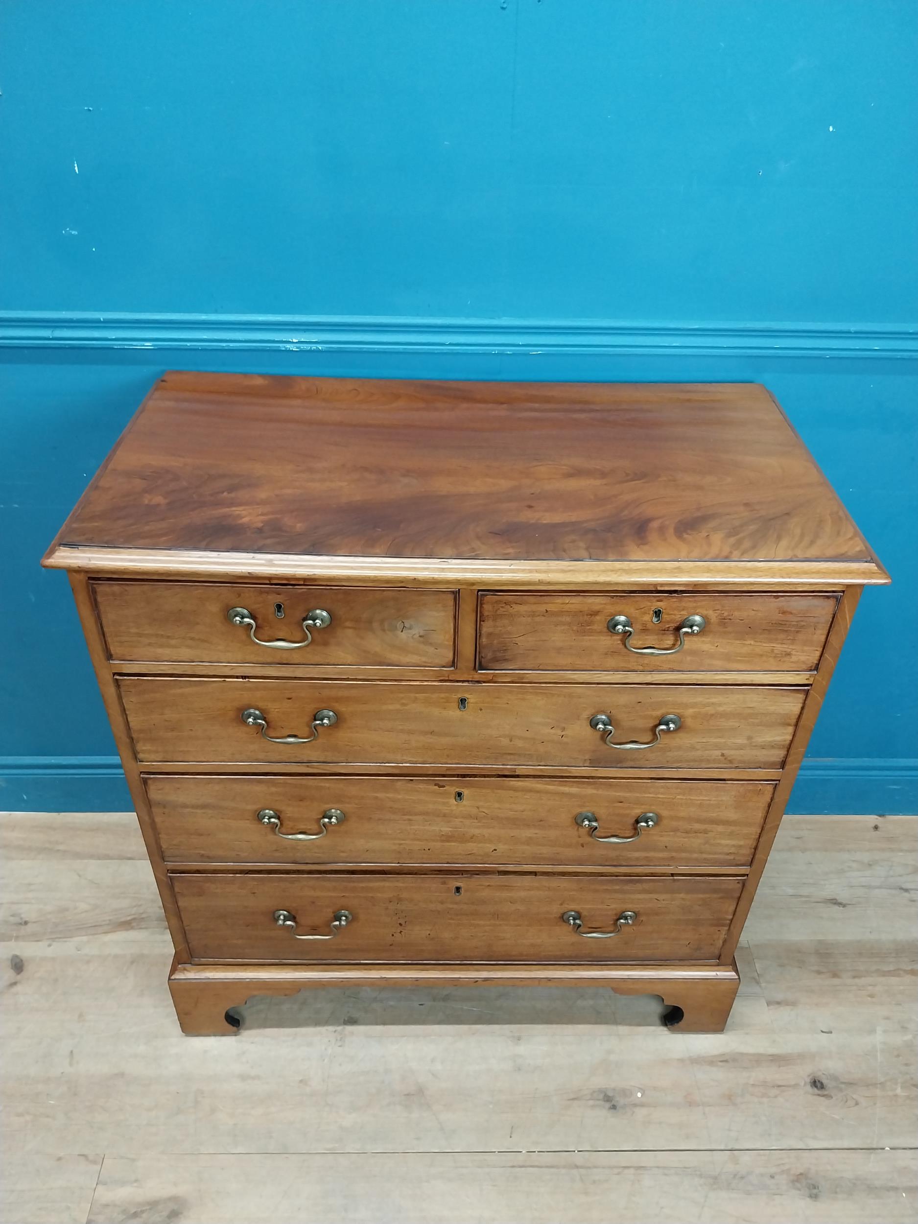 19th C. chest of drawers with three long drawers over two short drawers raised on shaped bracket - Image 4 of 5