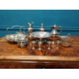 Early 20th C. collection of silver plate including lidded jugs, egg cups and sugar sifter.