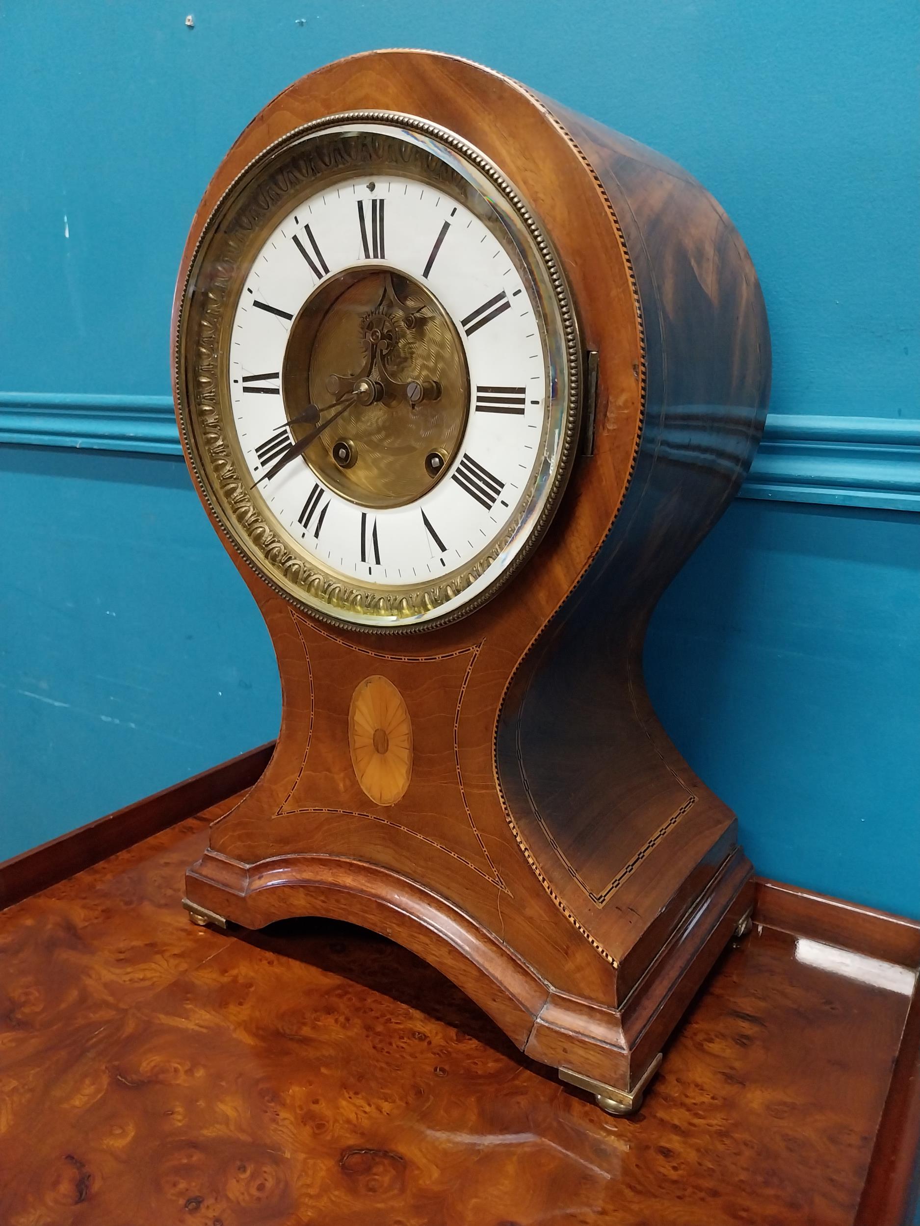 Edwardian mahogany mantle clock. {44 cm H x 22 cm W x 21 cm D}. - Image 2 of 6