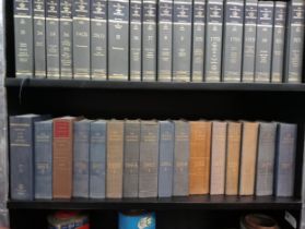 Collection of sixteen leather bound books{1 Metre}.