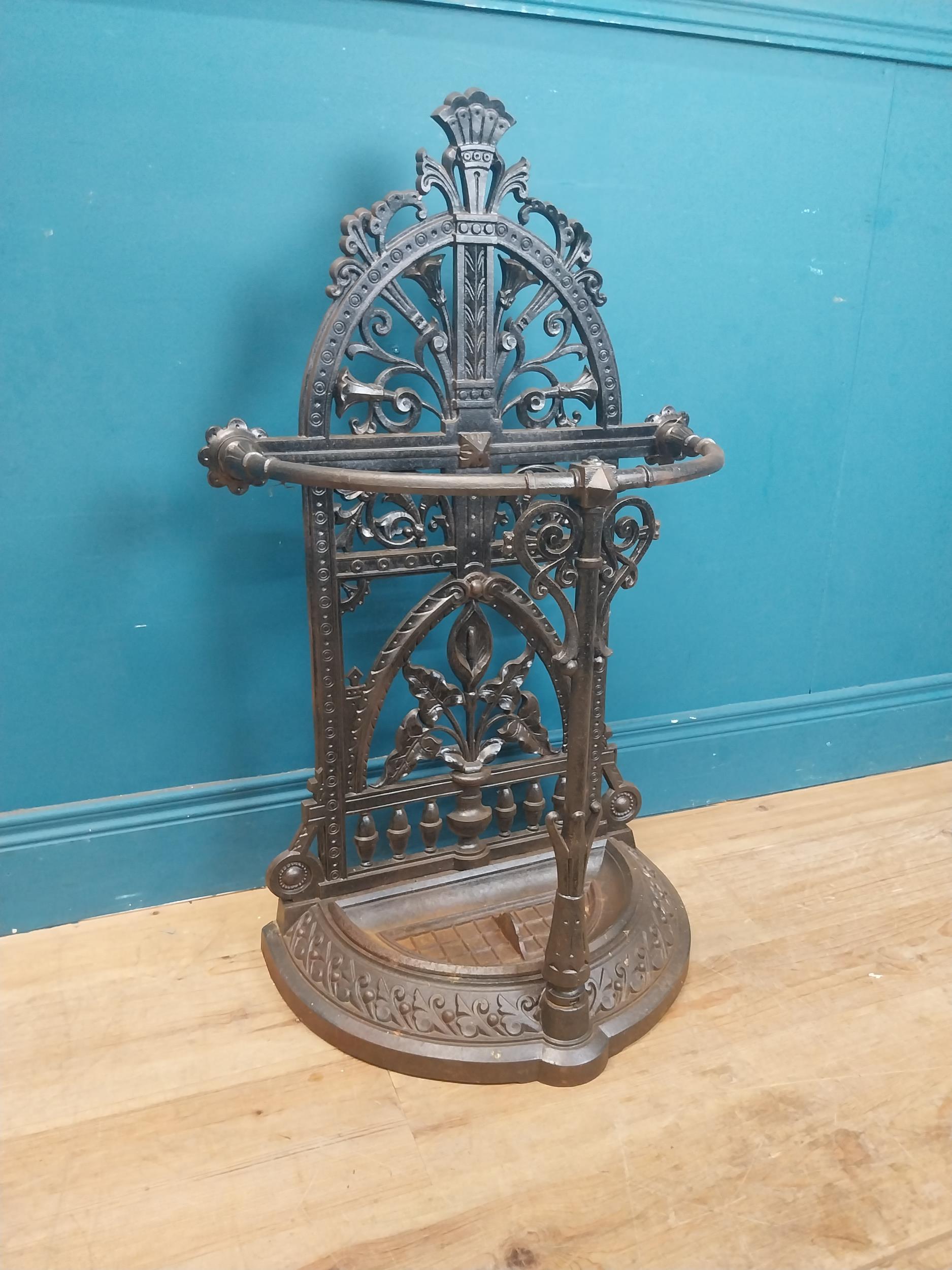 19th C. cast iron Coalbrookdale stick stand. {90 cm H x 53 cm W x 30 cm D}. - Image 8 of 9