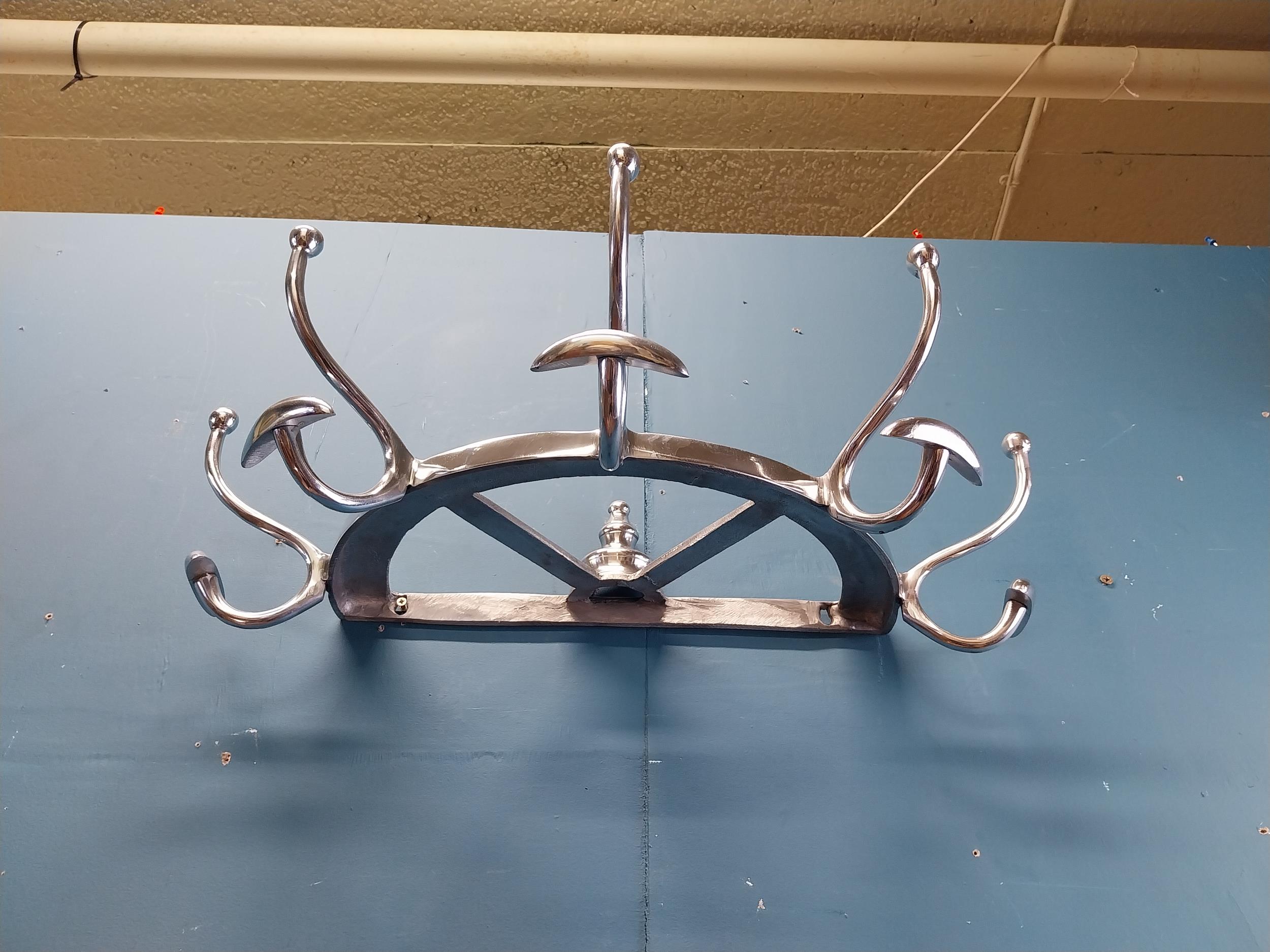 Chrome coat rack {19 cm H x 65 cm W x 34 cm D}. - Image 2 of 6