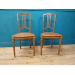 Pair of exceptional quality French Edwardian satinwood side chairs {90 cm H x 42 cm W x 40 cm D}.