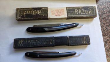 Two cut throat razors, Kropp and Solinger, both in their original boxes
