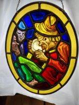 19th C. stained glass panel {46 cm H x 36 cm W }.