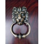 19th C. lions mask door knocker {20 cm H}.