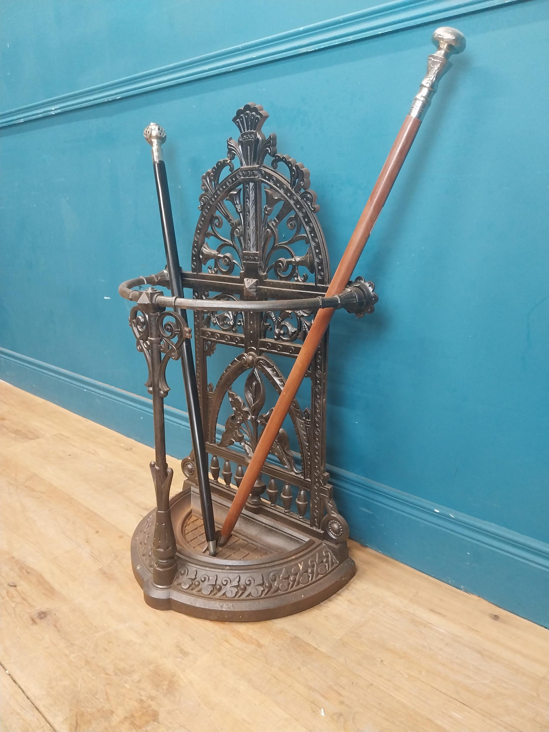 19th C. cast iron Coalbrookdale stick stand. {90 cm H x 53 cm W x 30 cm D}. - Image 3 of 9