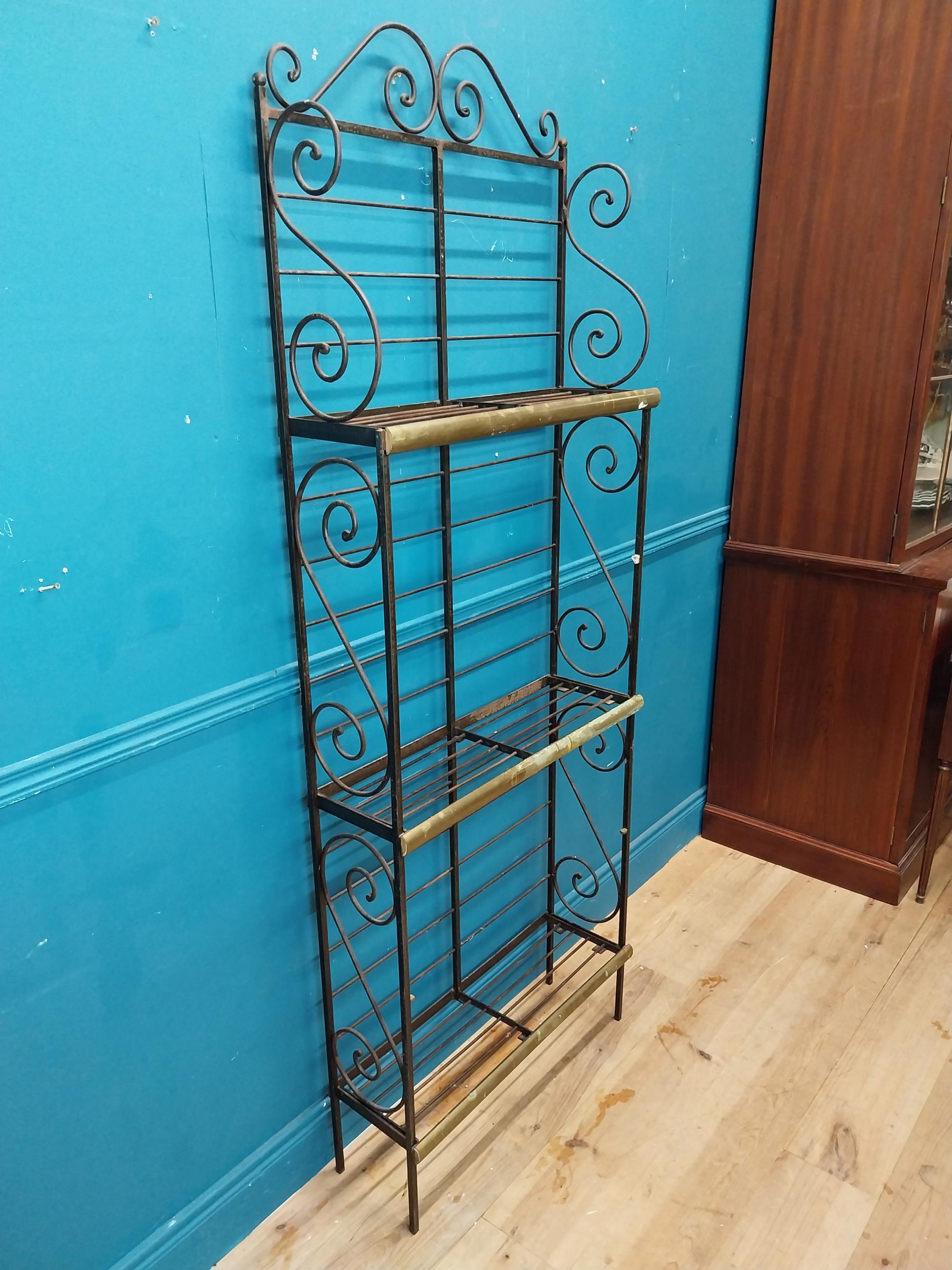 Good quality early 20th C. brass and wrought iron Boulangerie rack. {191 cm H x 70 cm W x 24 cm D} - Image 4 of 5