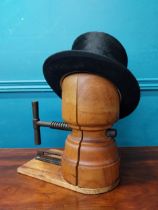 Early 20th C. wooden and metal hat stretcher - hat not included {30 cm H x 30 cm W x 17 cm D}.