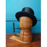 Early 20th C. wooden and metal hat stretcher - hat not included {30 cm H x 30 cm W x 17 cm D}.