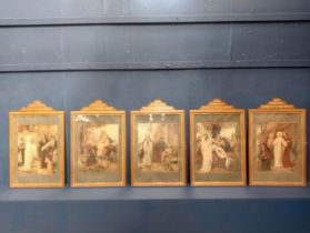 Set of five French stations of the cross {H 70cm x W 45cm}.