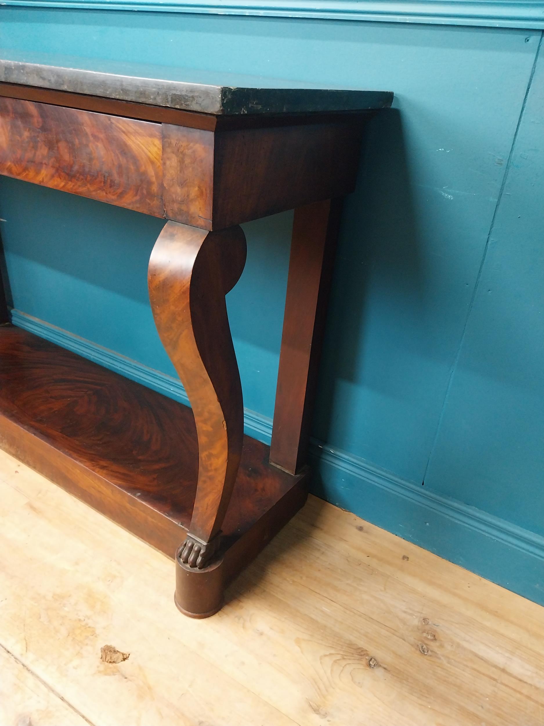 Good quality 19th C. mahogany console table with single drawer in frieze with marble top on platform - Image 7 of 8