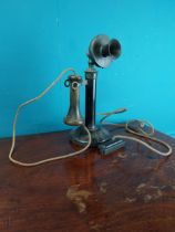 Early 20th C. stick telephone {30 cm H x 17 cm Dia.}.