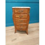 Edwardian kingwood chest of drawers with brass mounts and marble tops. {82 cm H x 45 cm W x 30 cm