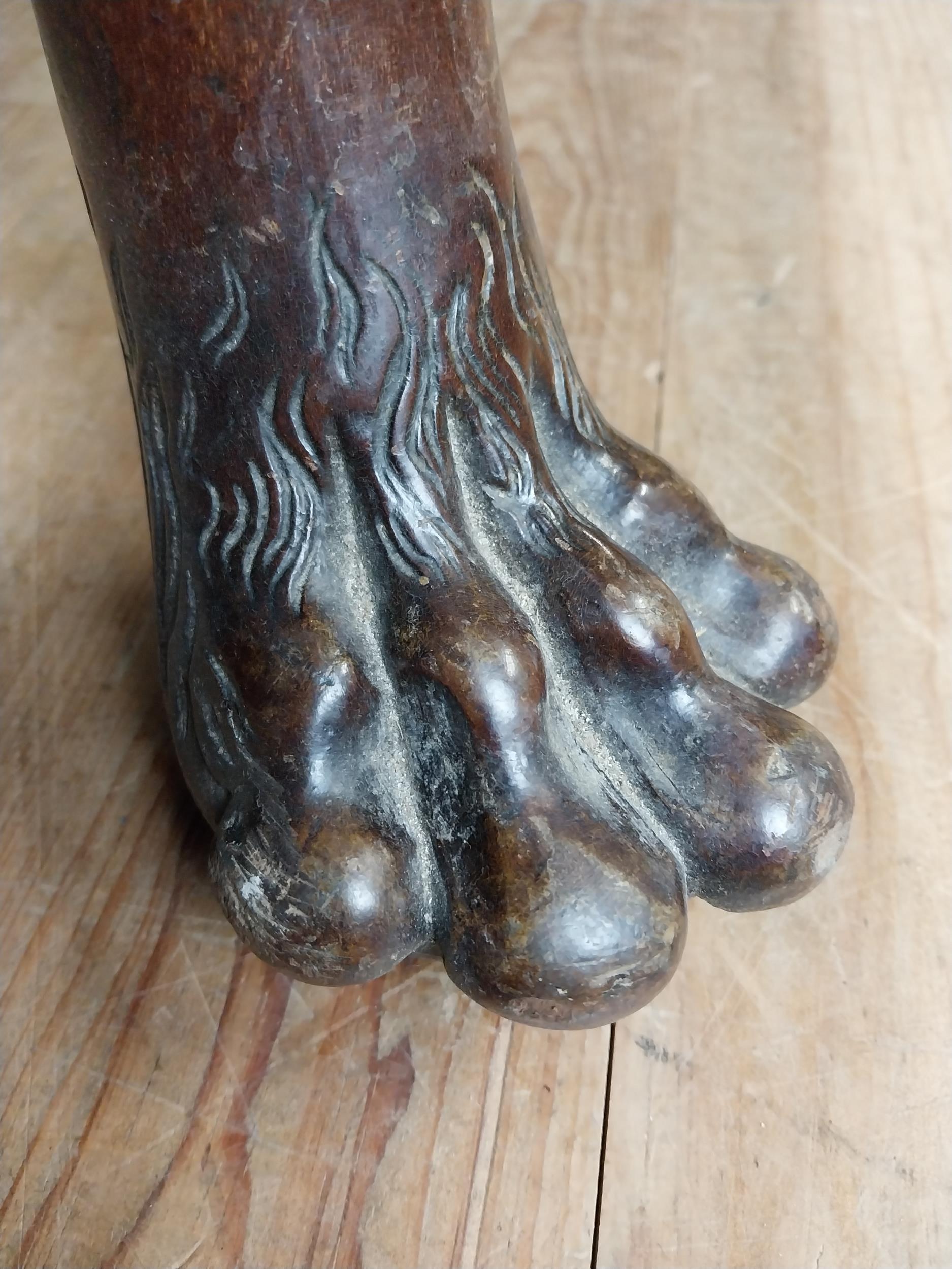 19th C. Irish mahogany side table raised on claw feet with three drawers in frieze with marble - Image 6 of 7