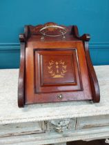 Arts and Crafts mahogany coal box {32 cm H x 35 cm W x 50 cm D}.