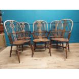 Set of six early 20th C. ash and elm Windsor armchairs raised on carved legs {106 cm H x 58 cm W x