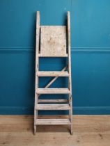 Set of 1950's pine step ladders. {140 cm H x 47 cm W x 77 cm D}.