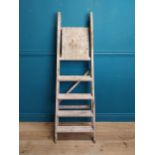 Set of 1950's pine step ladders. {140 cm H x 47 cm W x 77 cm D}.