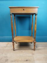 19th C. French kingwood lamp table raised on turned legs with lift up lid {75 cm H x 45 cm W x 33 cm