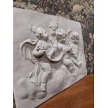 Decorative plaster wall plaque depicting Cherubs {38 cm H x 49 cm W}.