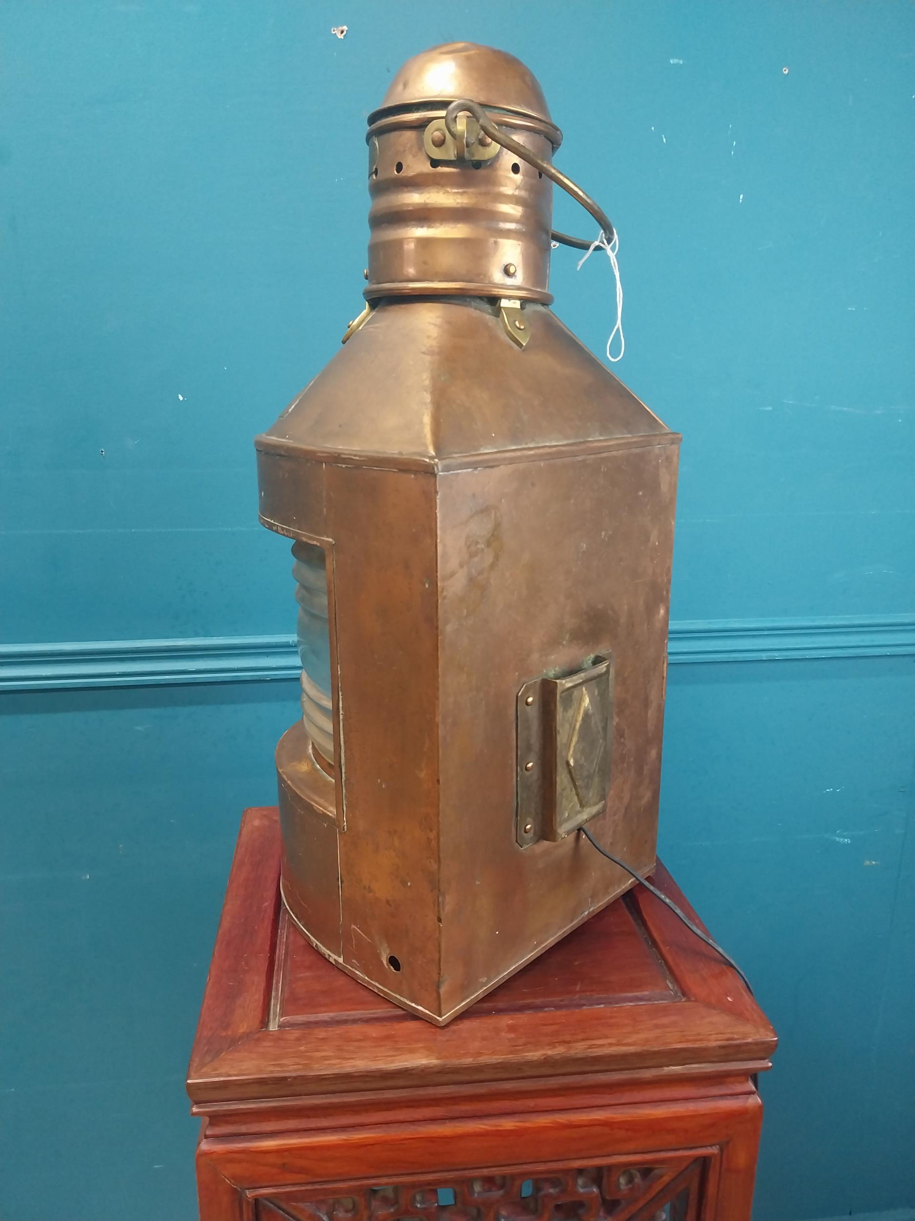 19th C. copper ships lantern {60 cm H x 33 cm W x 30 cm D}. - Image 5 of 6