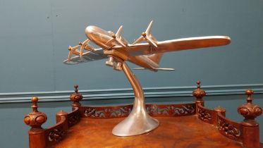 Early 20th C. chrome desk model of a plane {30 cm H x 60 cm W x 36 cm D}.