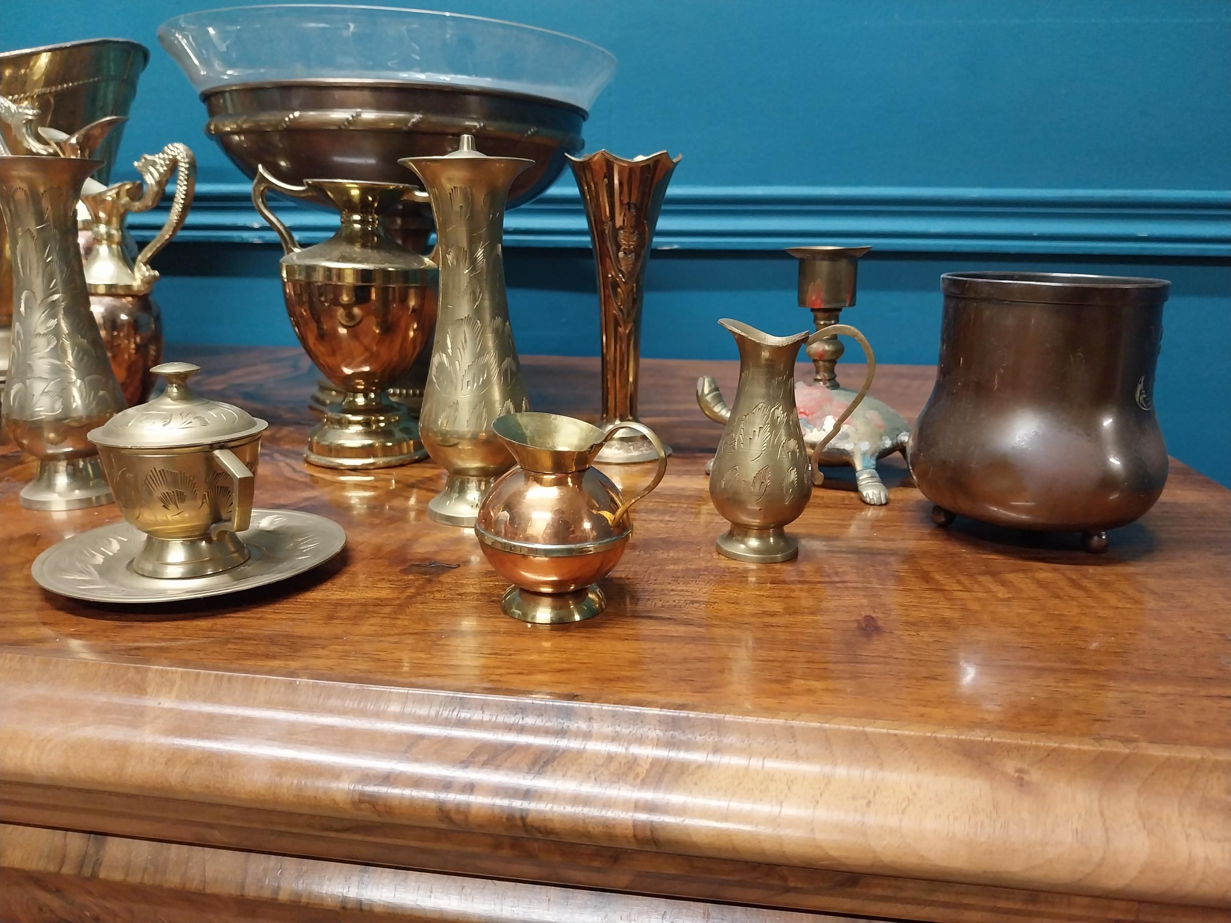 Large collection of 1950's brass including vases, bowls etc. - Image 3 of 9