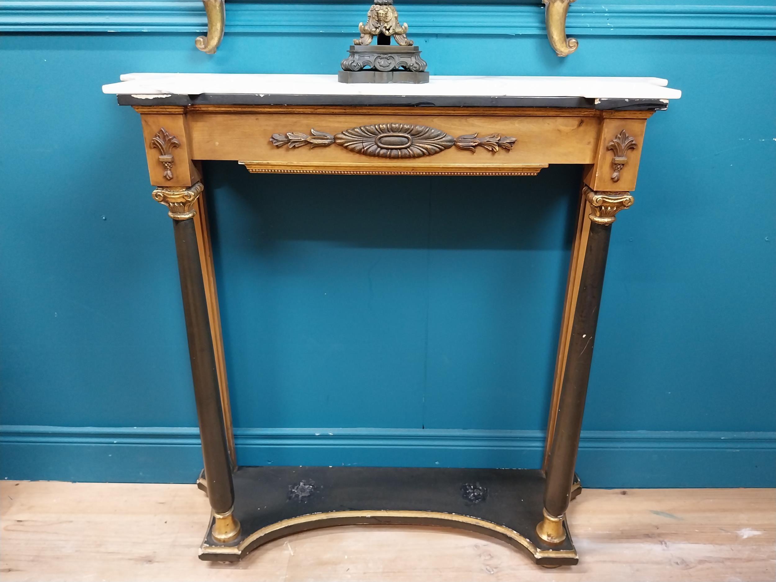 Good quality gilt and marble console table and mirror in the Empire style. Table {91 cm H x 91 cm - Image 4 of 11