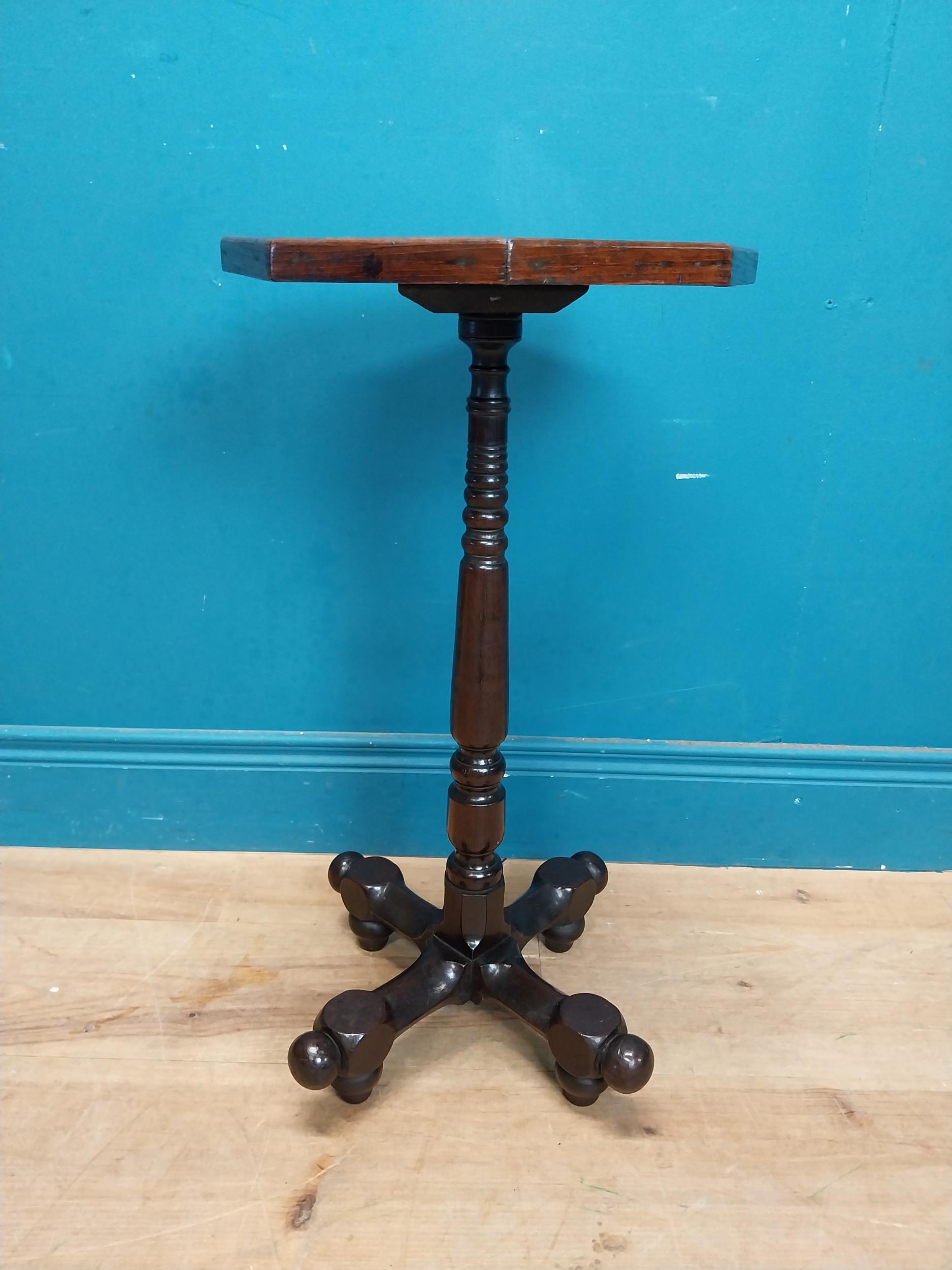 Rare 19th C. fruitwood wine table with octagonal top on turned column in the Aesthetic movement - Image 6 of 8