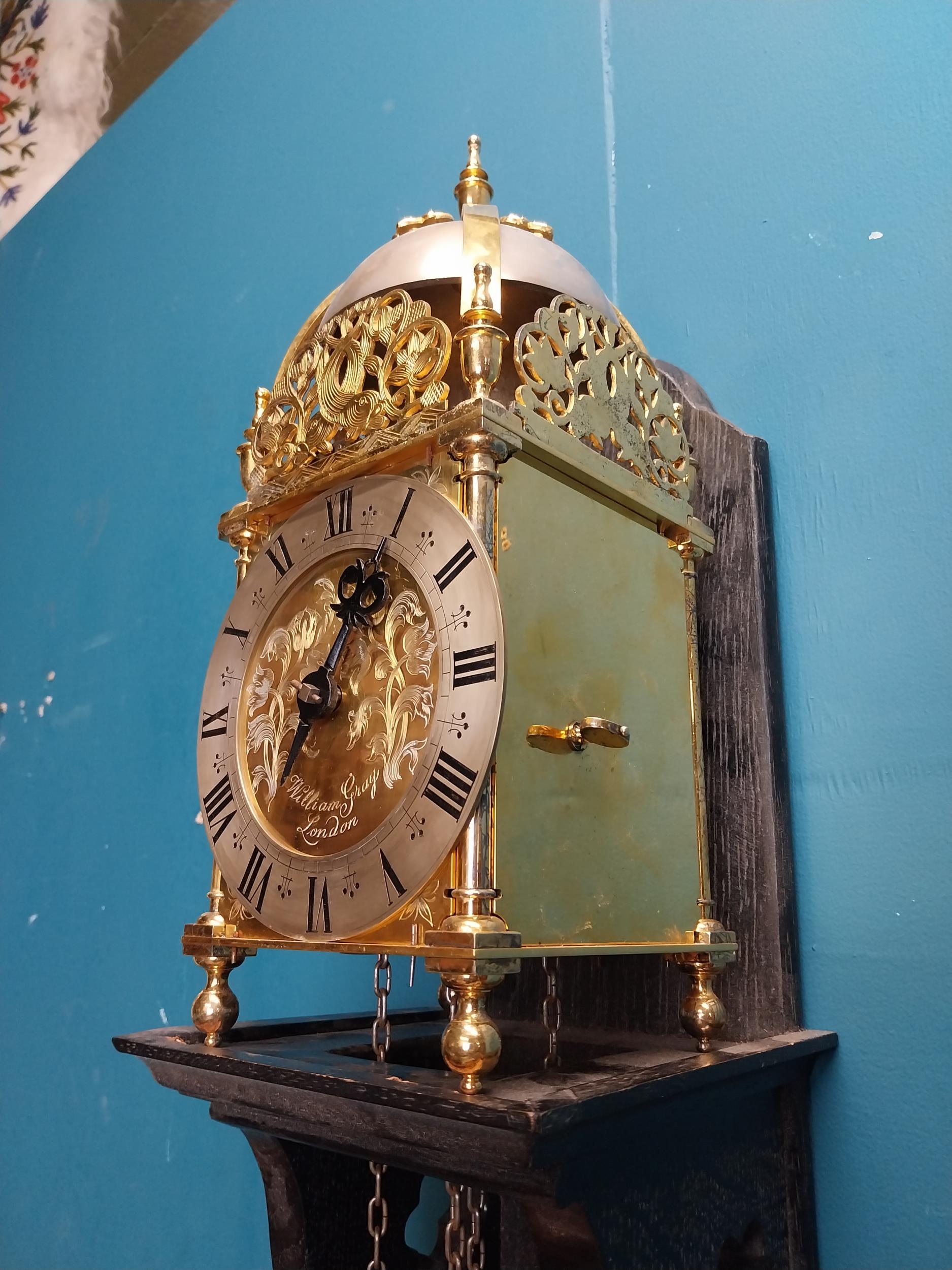 1970's gold plated lantern clock William Gray London. { 60cm H X 18cm Sq. }. - Image 8 of 14
