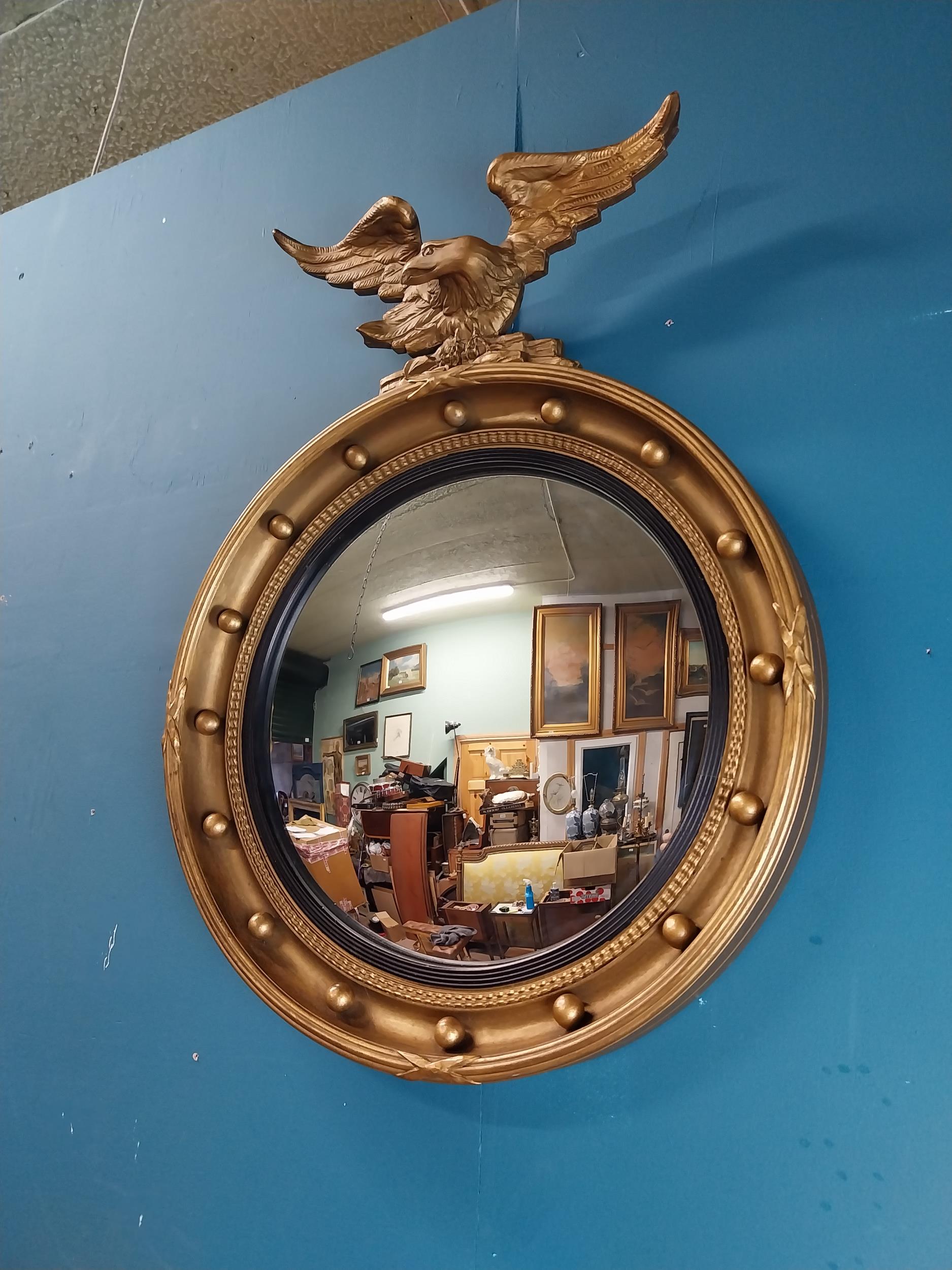 Victorian giltwood convex mirror surmounted by eagle. {63 cm H x 47 cm W}. - Image 8 of 8