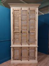 Good quality French painted pine pantry cupboard with shutter doors {247 cm H x 126 cm W x 48 cm