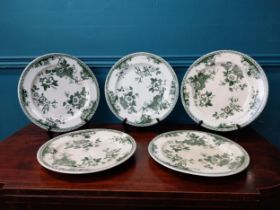 Set of five first period Belleek ceramic plates {27 cm Dia.}.