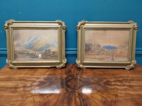 Pair of 19th C. watercolours Rural Scenes mounted in gilt frames. {37 cm H x 47 cm W}.