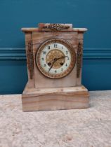 19th C. onyx mantle clock {26 cm H x 20 cm W x 12 cm D}.