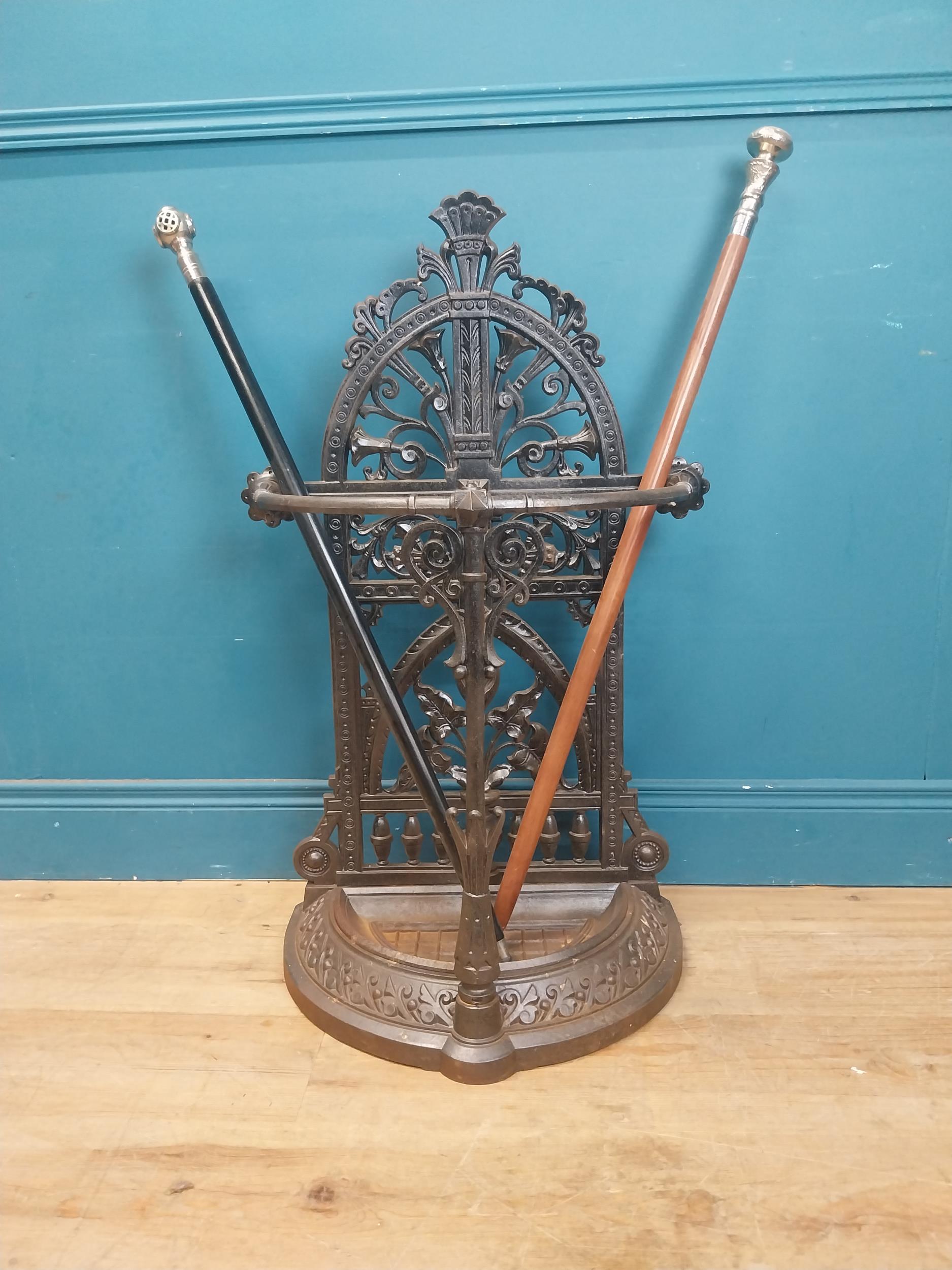 19th C. cast iron Coalbrookdale stick stand. {90 cm H x 53 cm W x 30 cm D}.