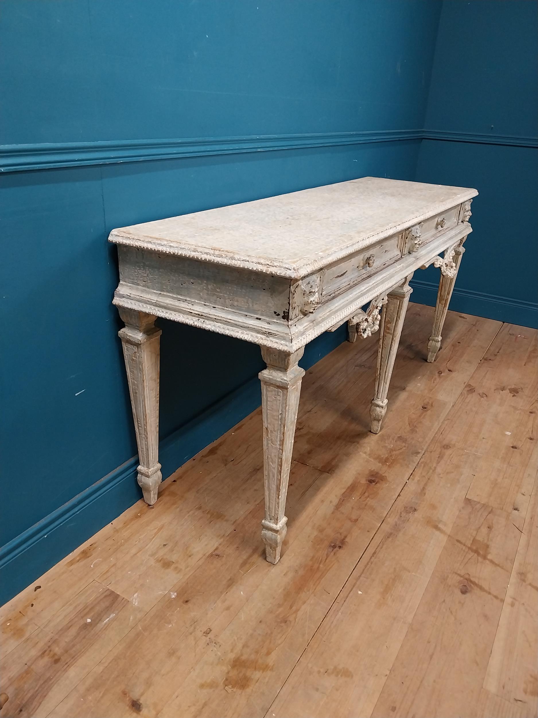 Good quality French painted pine console table with two drawers in the frieze raised on square - Image 5 of 10