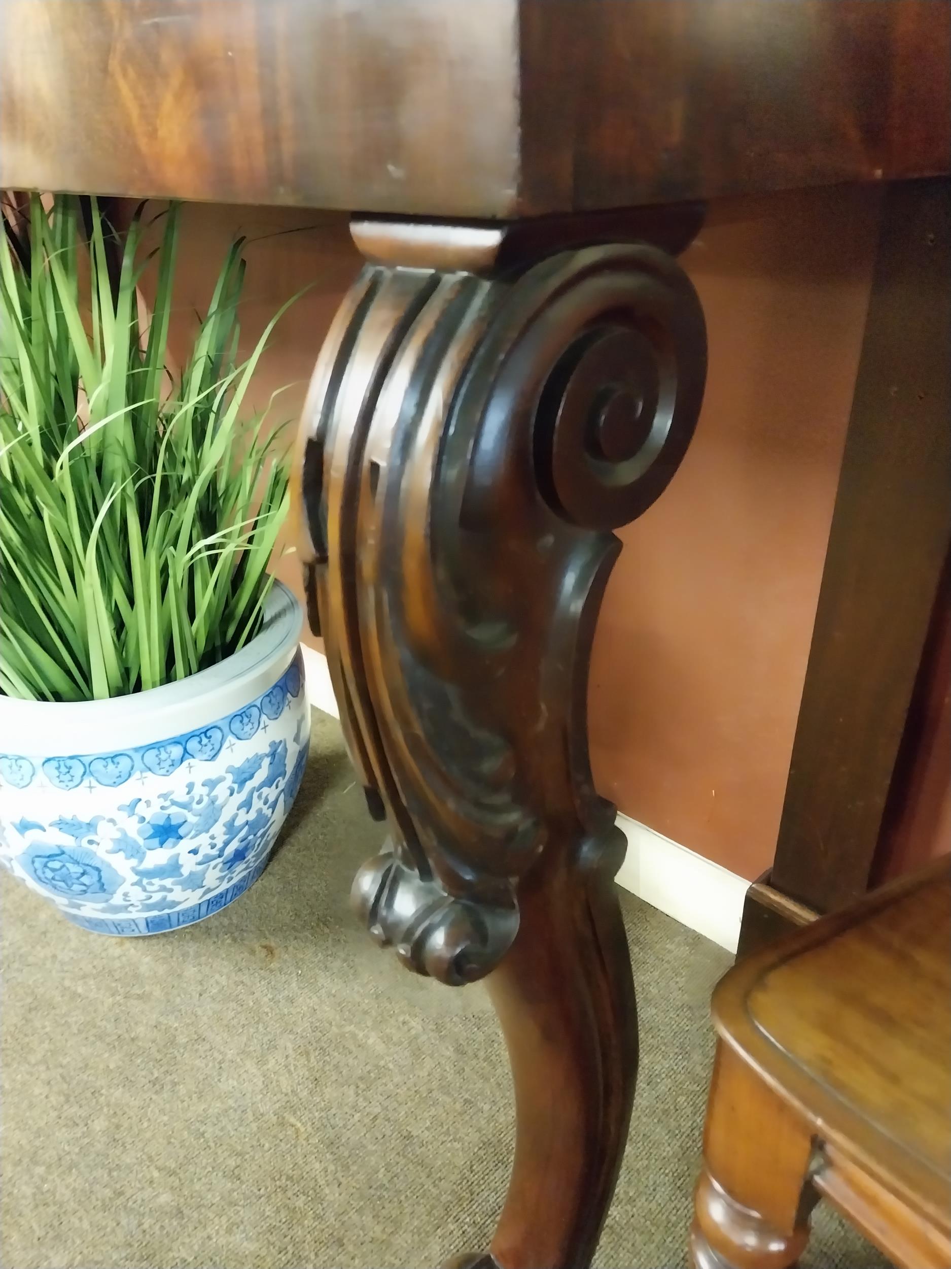 William IV mahogany console table with carved gallery back raised on carved legs and lions paw - Image 4 of 4