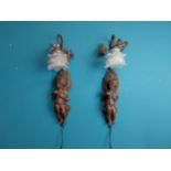 Pair of decorative cherub wall lights {56 cm H x 20 cm W x 19 cm D}.