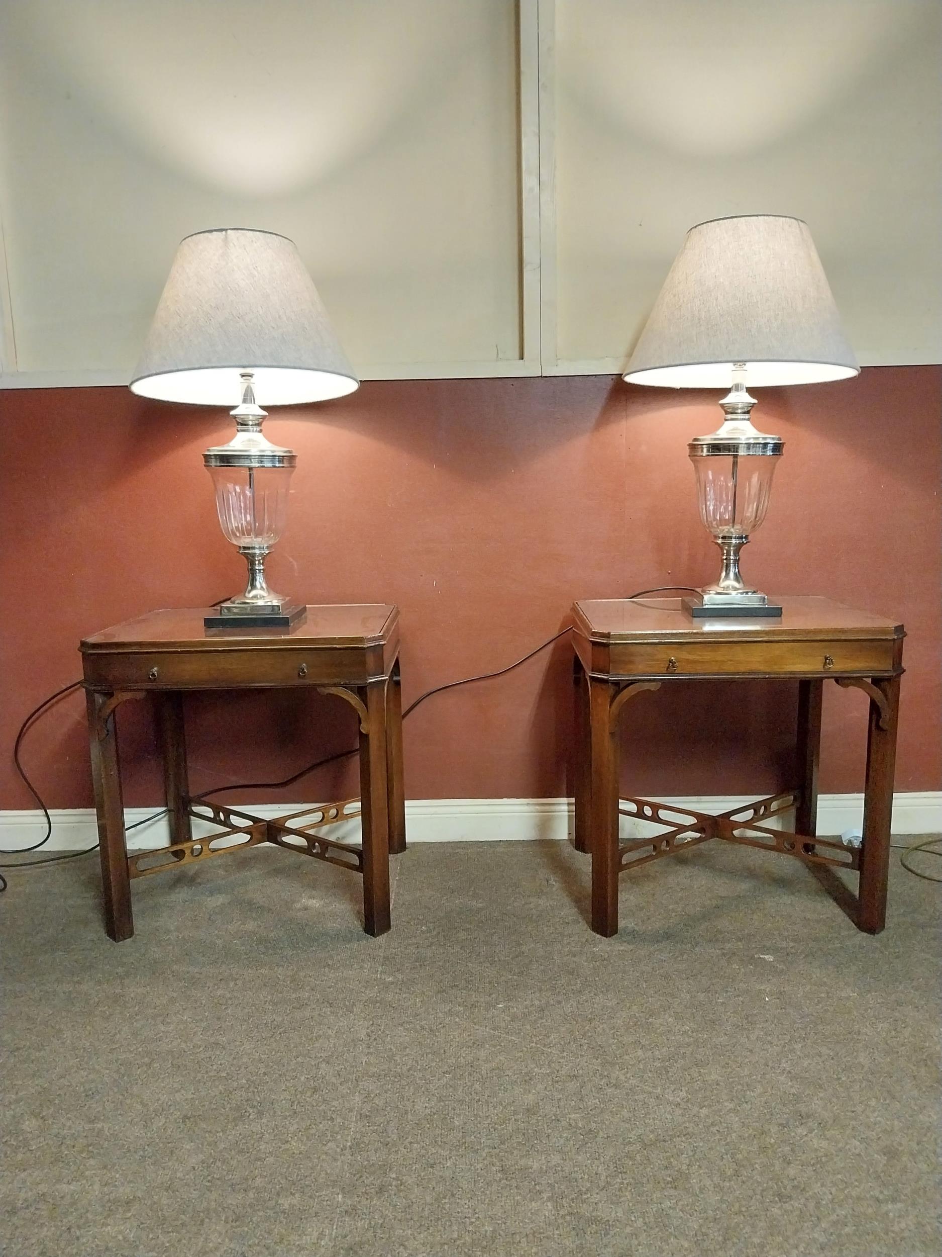 Pair of good quality mahogany bedside tables with single drawer in the frieze raised on square