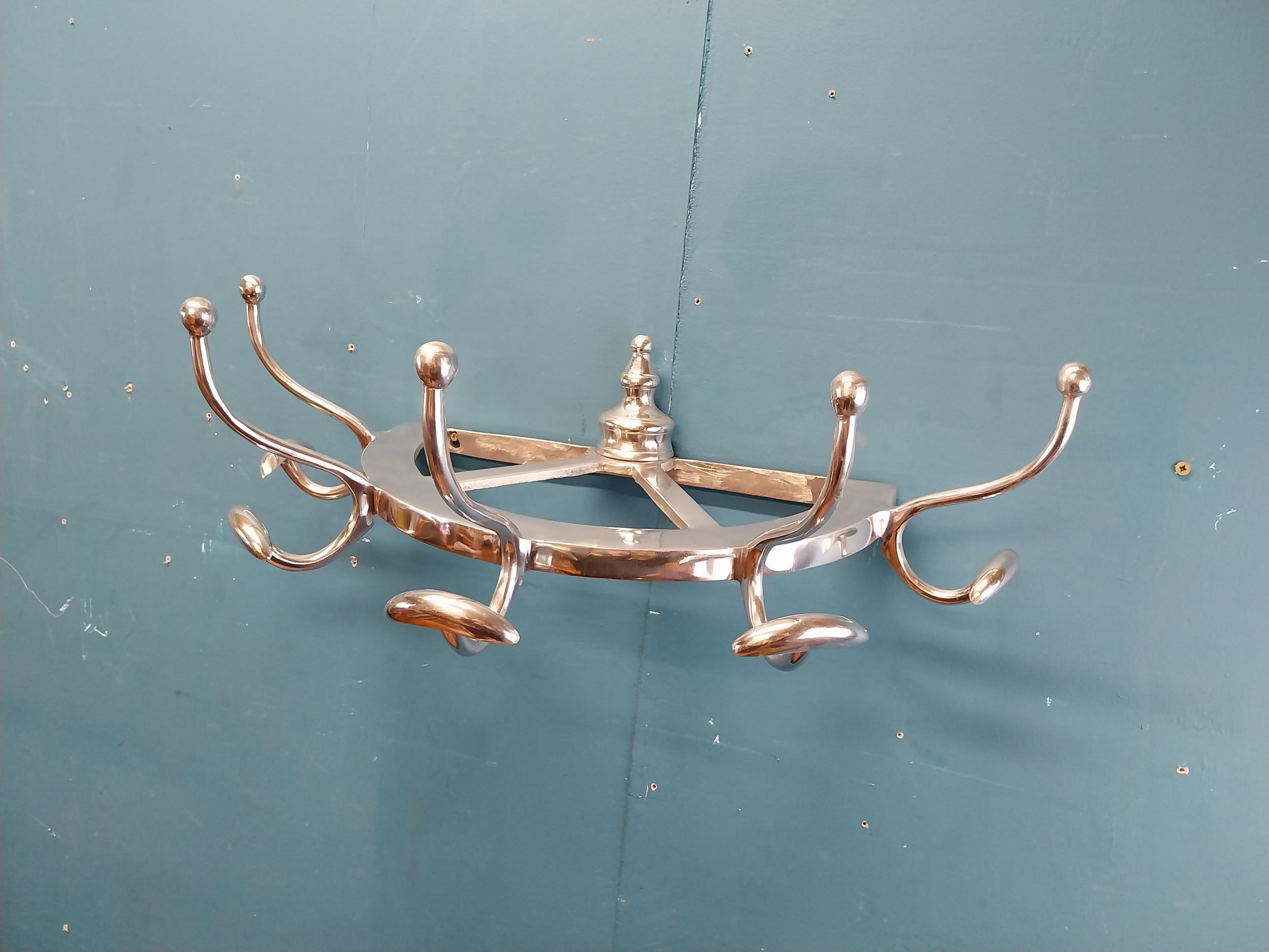 Chrome coat rack {19 cm H x 65 cm W x 34 cm D}. - Image 4 of 6