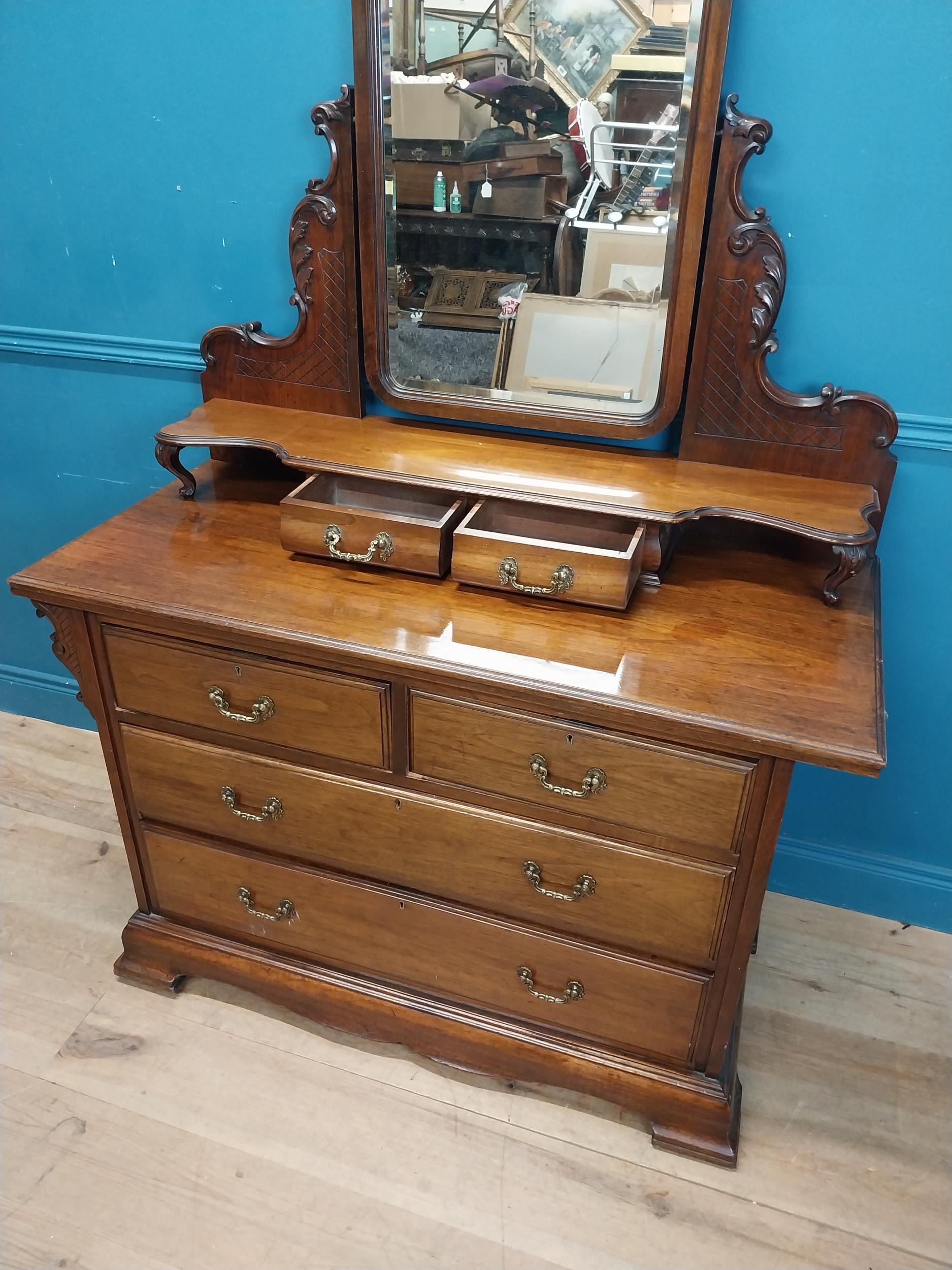 Good quality Edwardian mahogany dressing table with mirrored back above two short drawers and two - Image 3 of 8