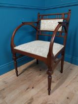 Arts and Crafts mahogany and upholstered armchair stamped J.B. of Bruxelles Etienne {90 cm H x 50 cm