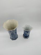 Two 19th C. blue and white vases. {30 cm H x 16 cm D] and {23 cm H x 14 cm W x 10 cm D}.