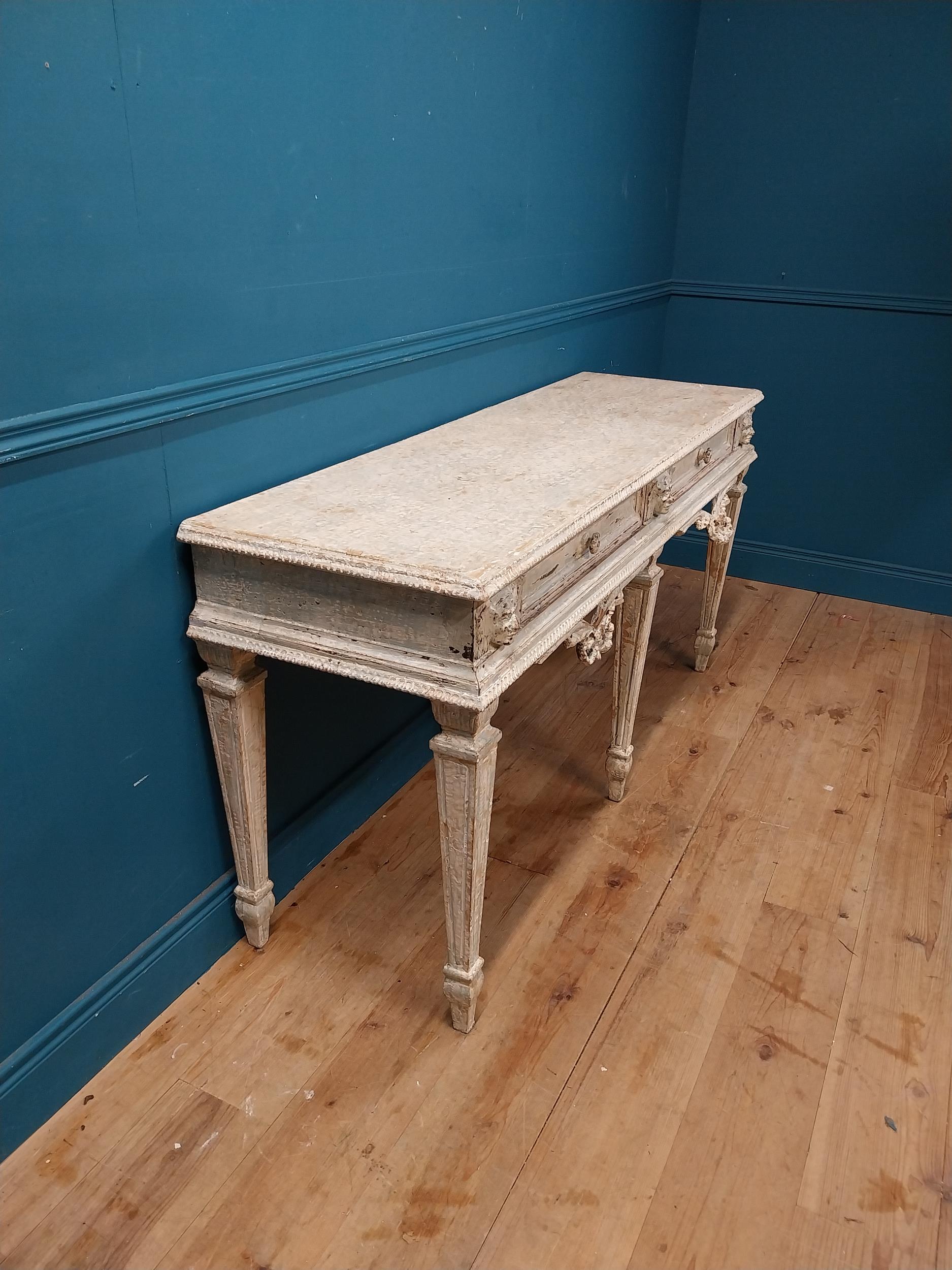 Good quality French painted pine console table with two drawers in the frieze raised on square - Image 6 of 10