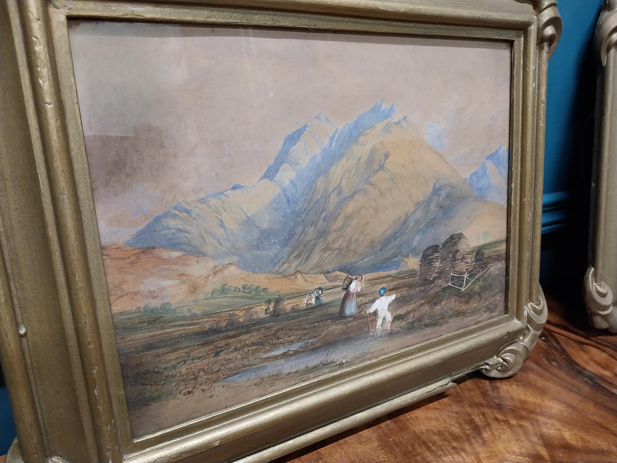 Pair of 19th C. watercolours Rural Scenes mounted in gilt frames. {37 cm H x 47 cm W}. - Image 4 of 5