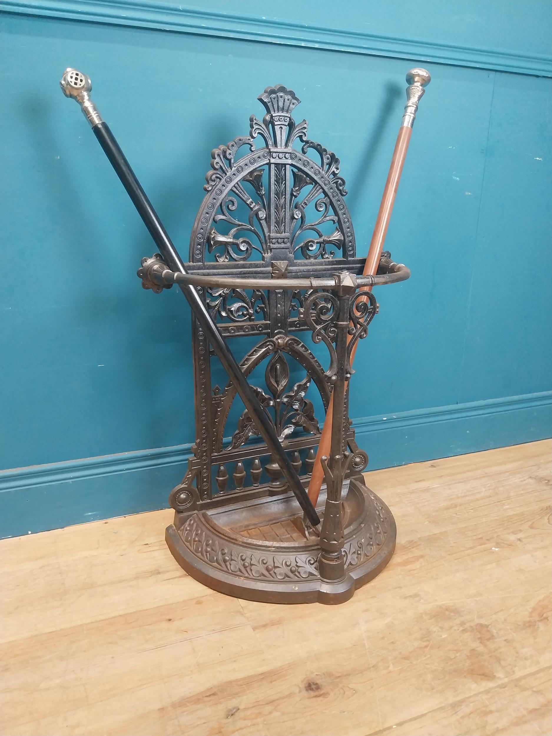 19th C. cast iron Coalbrookdale stick stand. {90 cm H x 53 cm W x 30 cm D}. - Image 2 of 9