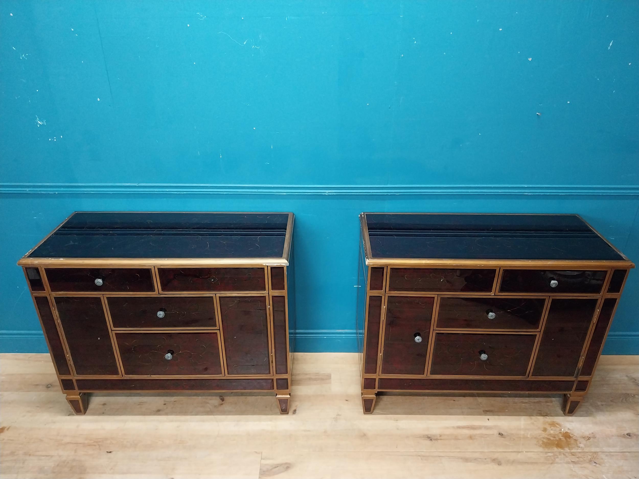 Pair of giltwood and Venetian glass chest of drawers {88 cm H x 108 cm W x 50 cm D}. - Image 3 of 7